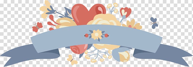 illustration of hearts and ribbon, Wedding invitation Flower Illustration, Wedding label transparent background PNG clipart