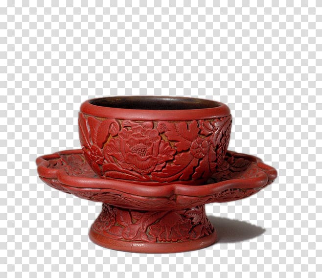 Porcelain Coffee cup, Red carved porcelain child transparent background PNG clipart