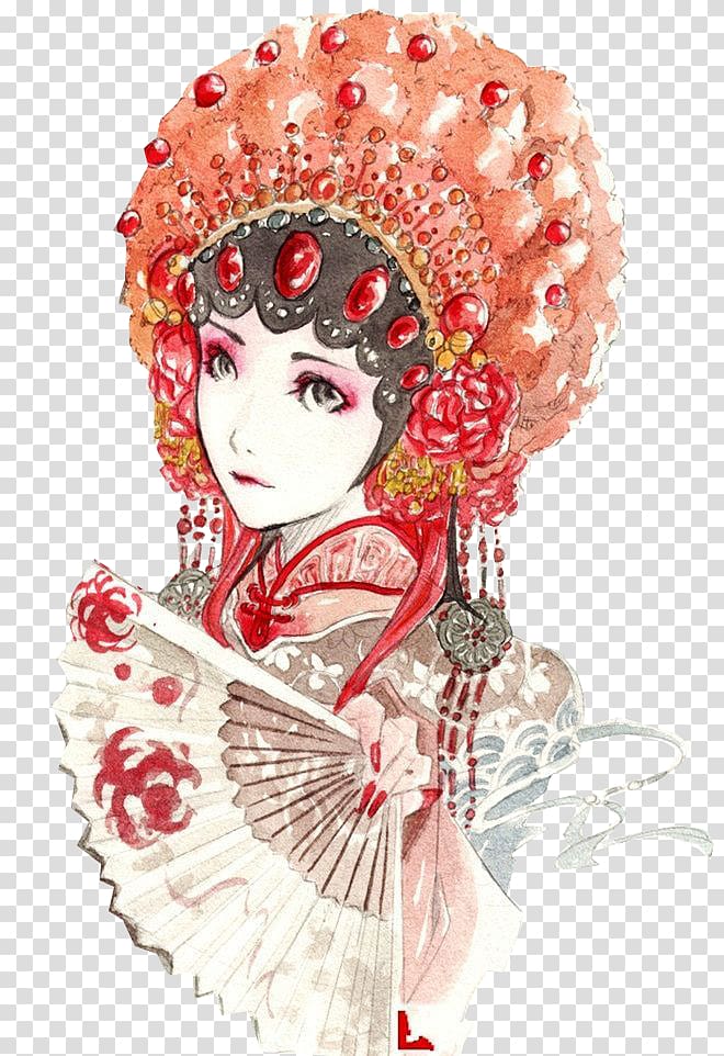 The Peony Pavilion Chinese opera Peking opera Watercolor painting, painting transparent background PNG clipart
