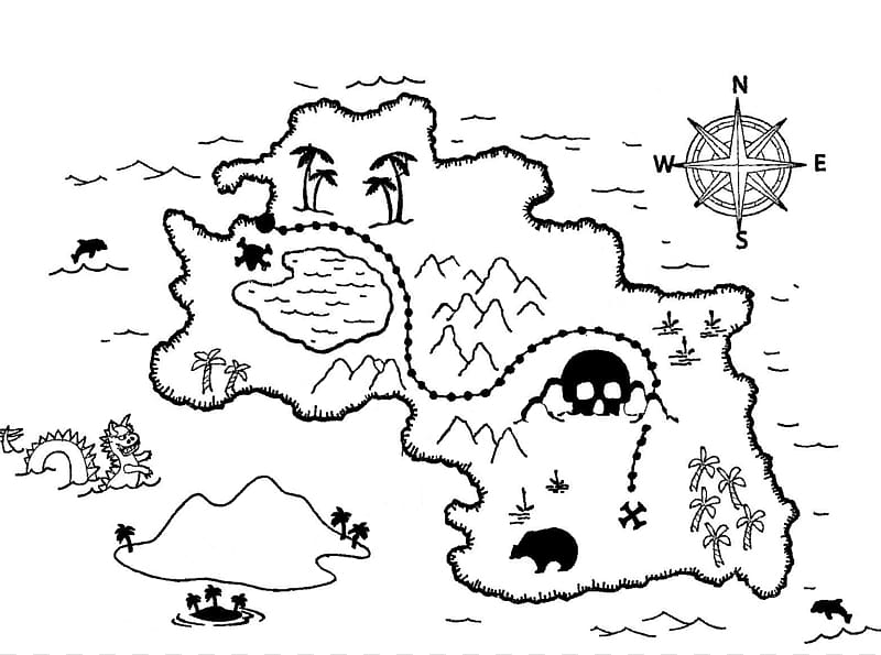 Free treasure map coloring page. Download it at  https://museprintables.com/download/coloring-page/treas… | Pirate maps,  Pirate treasure maps, Treasure maps for kids