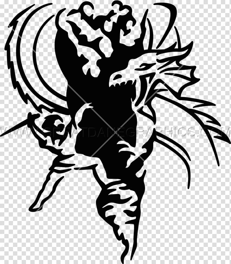 Visual arts Silhouette Line art , Dragon Slayer transparent background PNG clipart