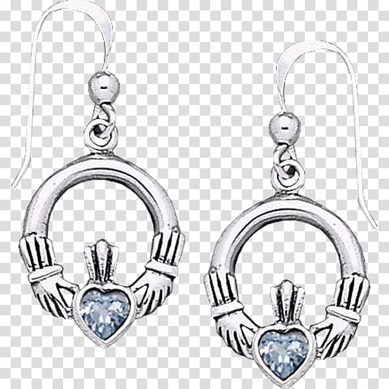 Earring Sterling silver Jewellery Claddagh ring, silver transparent background PNG clipart