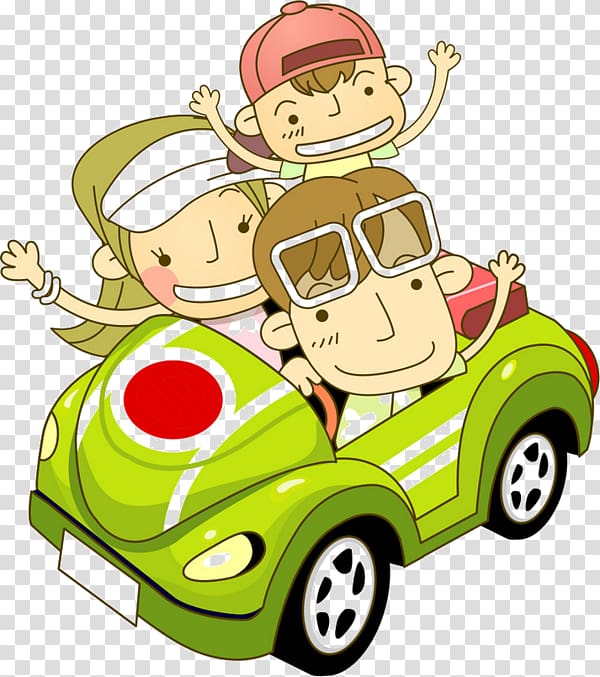 Cartoon Child Family, Cartoon character family car trips transparent background PNG clipart