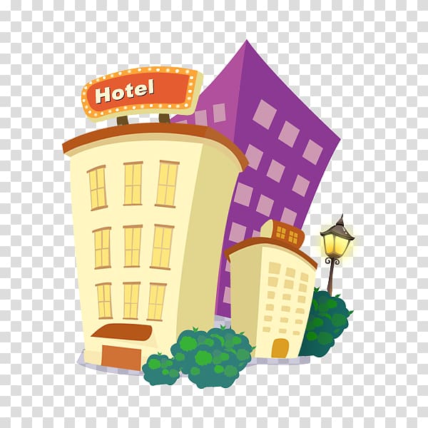 Hotel Cartoon House Illustration, Inn Hotel small house transparent background PNG clipart