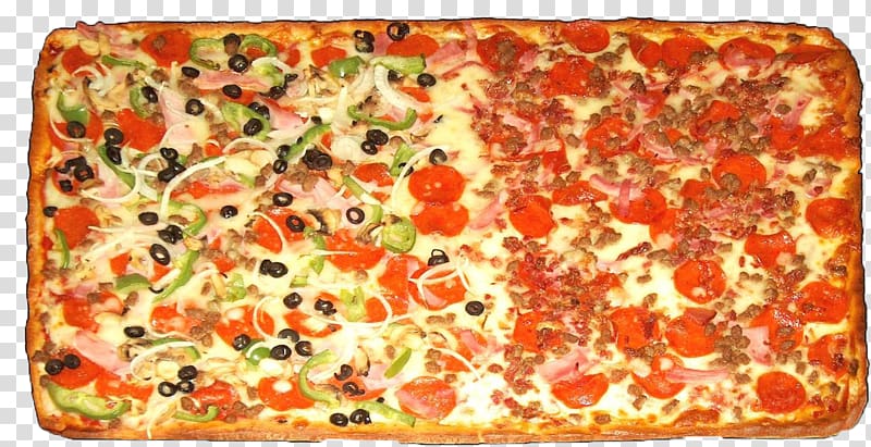 Sicilian pizza Focaccia Calzone Pizza party, pizza transparent background PNG clipart