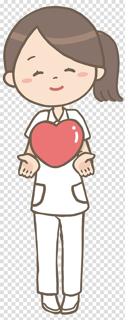nurse showing heart illustration, Nursing پرستاری در ژاپن 看護師国家試験 Nurse's cap, Nurse Heart transparent background PNG clipart
