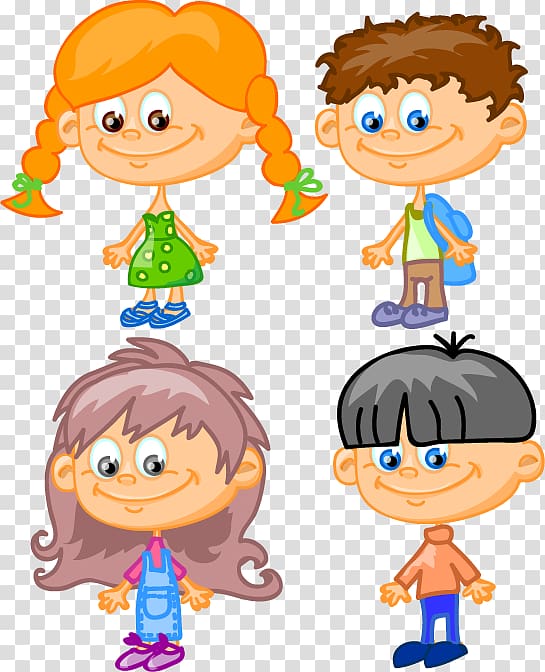 Student Cartoon Child, Hand-painted big eyes of children go to school pattern transparent background PNG clipart