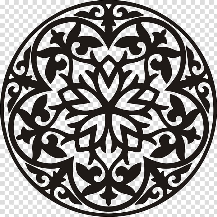 round black flower logo, Wall decal Sticker Decorative arts, ISLAMIC PATTERN transparent background PNG clipart