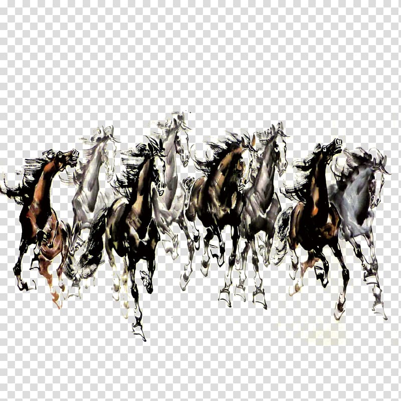 White Dragon Horse Painter, Figure eight horses transparent background PNG clipart