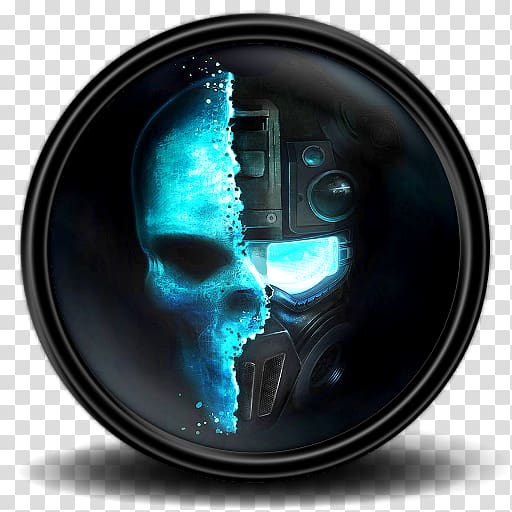 computer bone skull, Ghost Recon Future Soldier 2, black and blue half robot and skull graphic transparent background PNG clipart