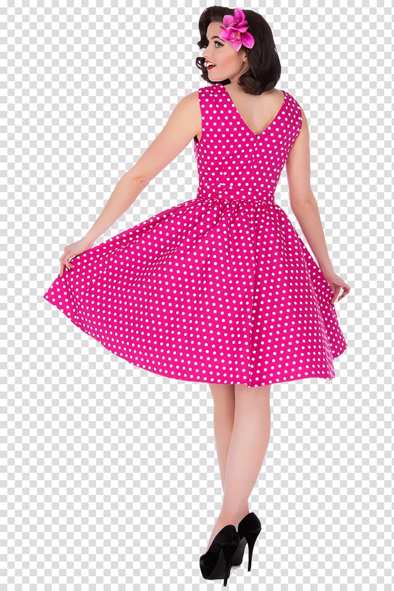 1950s Polka dot 1970s Rockabilly Dress, dress transparent background PNG clipart