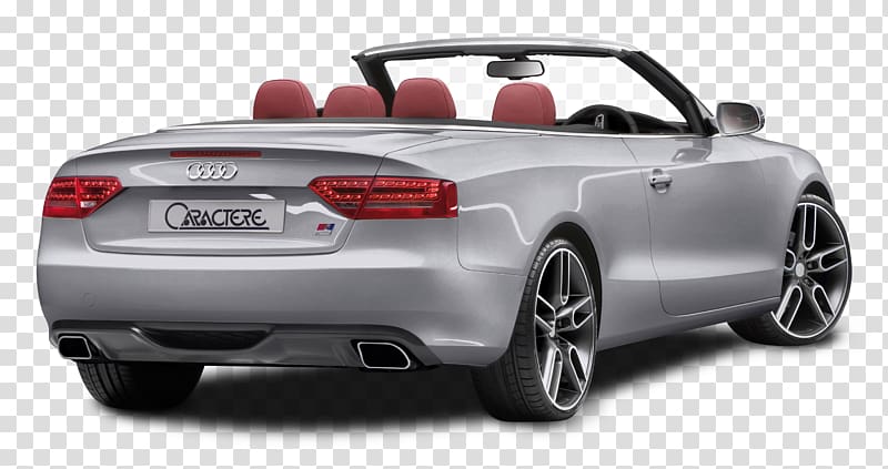 silver Audi convertible coupe, Car Audi, Audi A5 CABRIO Grey Back View Car transparent background PNG clipart