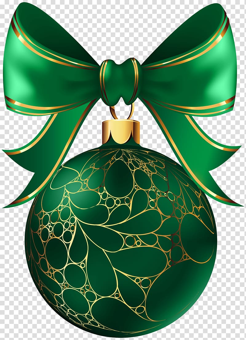 Green Christmas bauble and bow artwork, Christmas ornament