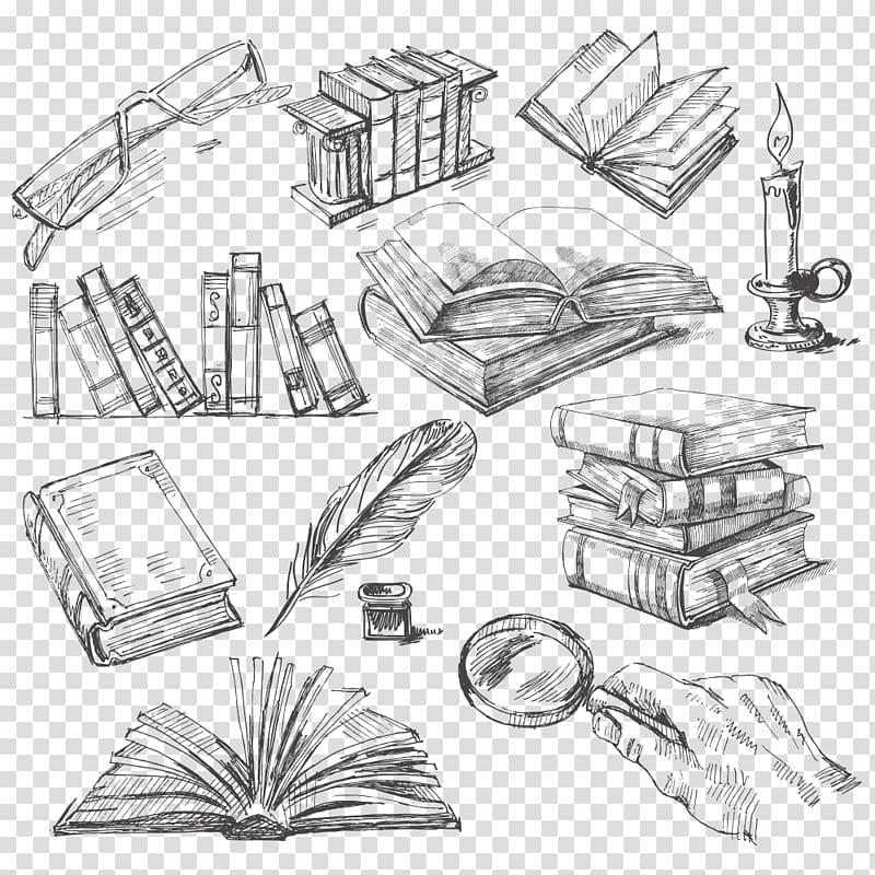 Books , Book Drawing Idea Illustration, book transparent