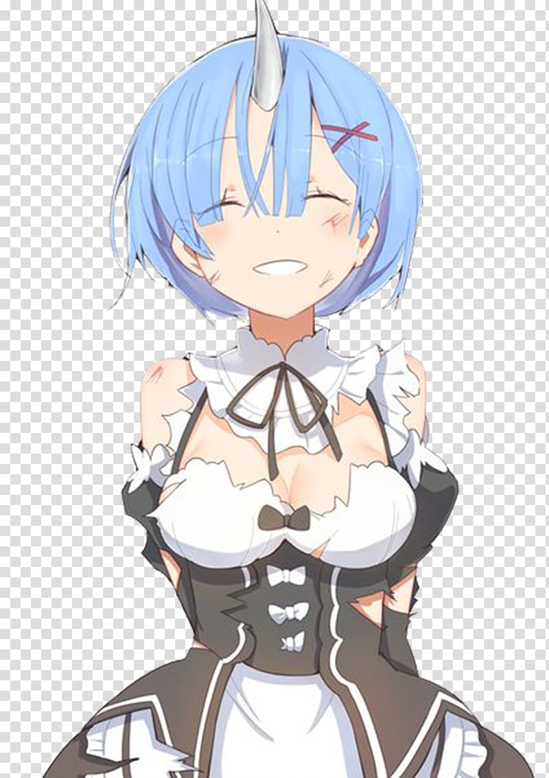girl wearing black and white dress anime character, Re:Zero u2212 Starting Life in Another World Anime R.E.M. Manga, Smile after the storm transparent background PNG clipart