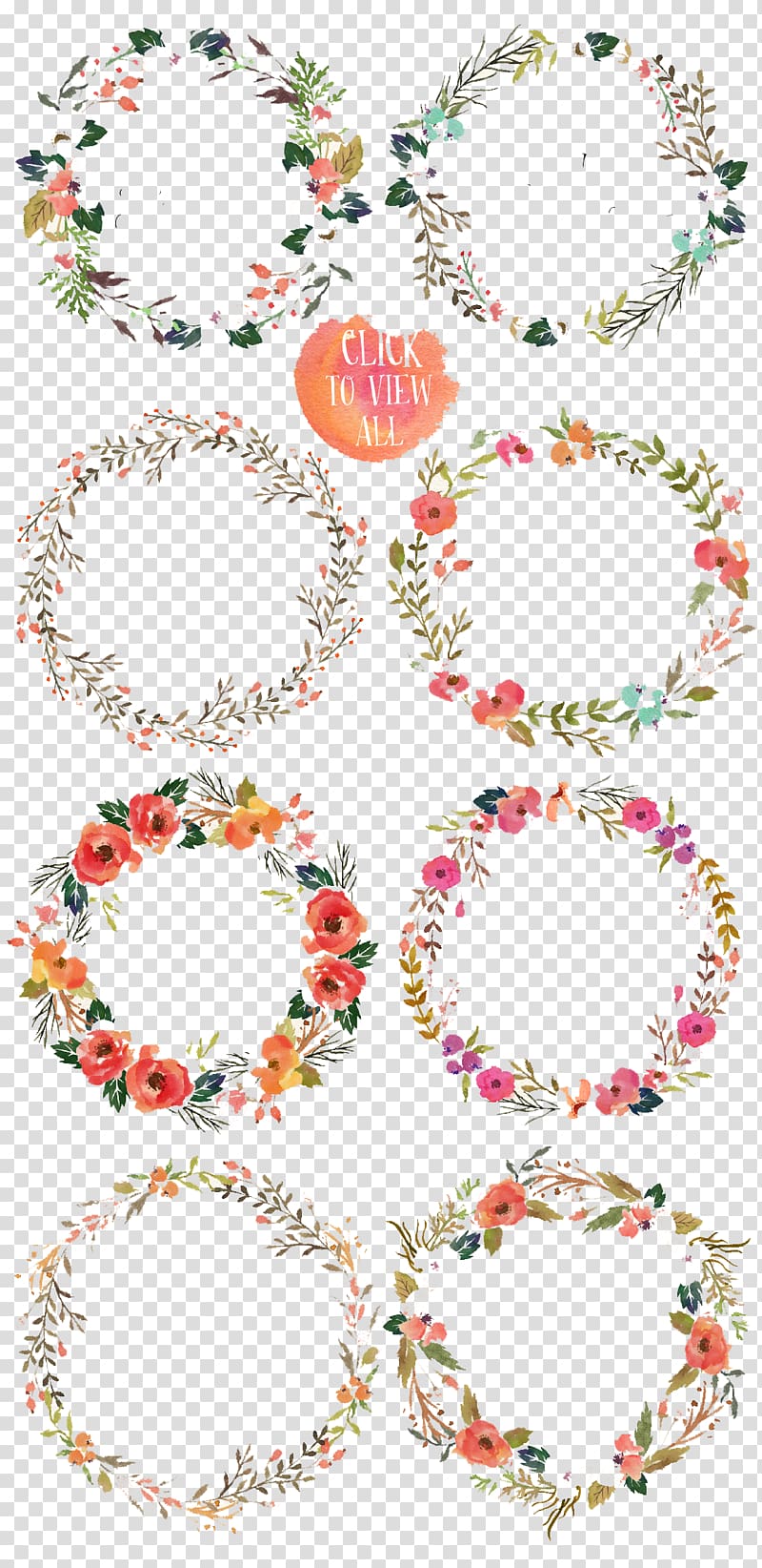 Flower Watercolor painting Drawing , Color flower, assorted-color flower wreath illustrations transparent background PNG clipart