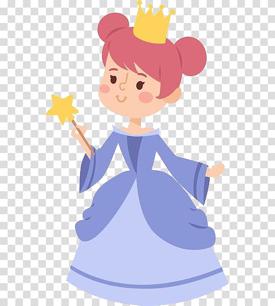 Princess Illustration, The little princess holding the little star transparent background PNG clipart