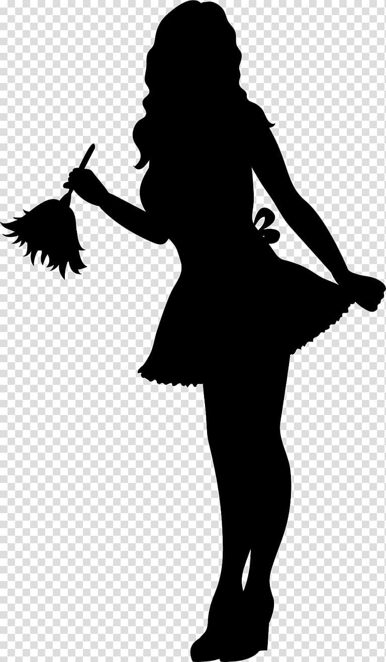 Maid Silhouette Housekeeper Feather duster Cleaner, Sexy women transparent background PNG clipart