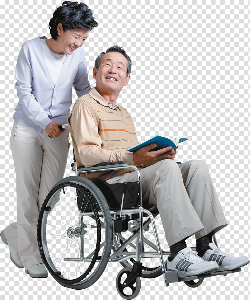 pushing a wheelchair for the elderly transparent background PNG clipart
