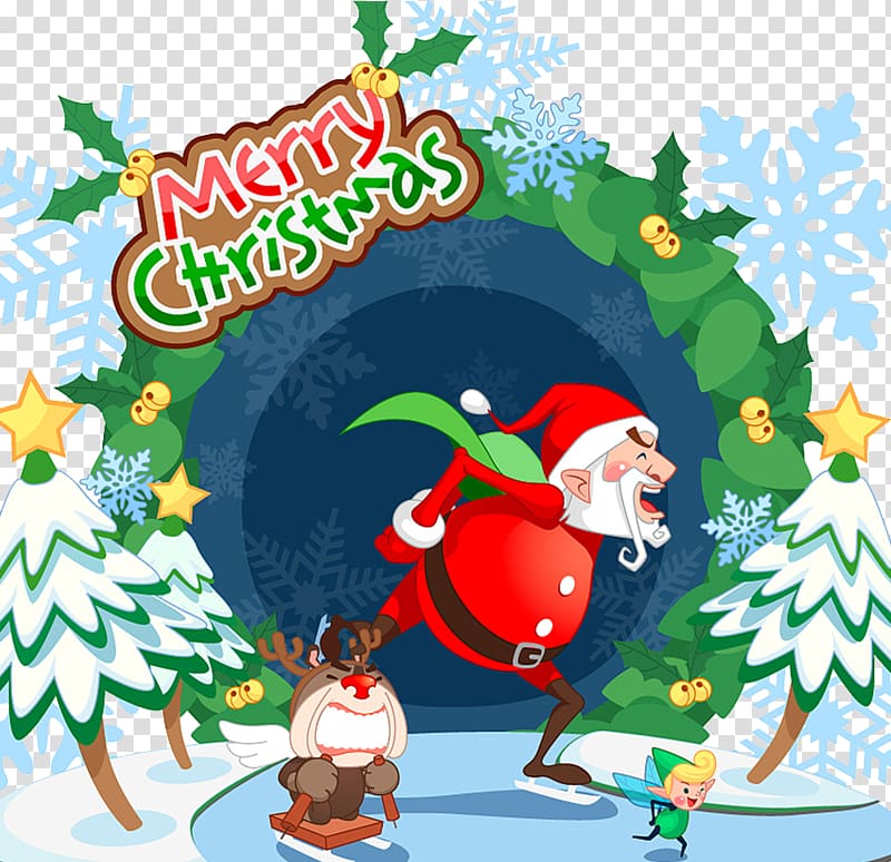 Santa Claus Christmas tree Illustration, Santa Claus cartoon illustration transparent background PNG clipart