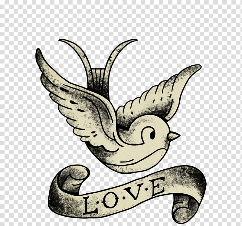 gray bird illustration, Tattoo artist Drawing Old school (tattoo) Sleeve tattoo, Vintage bird sketch transparent background PNG clipart