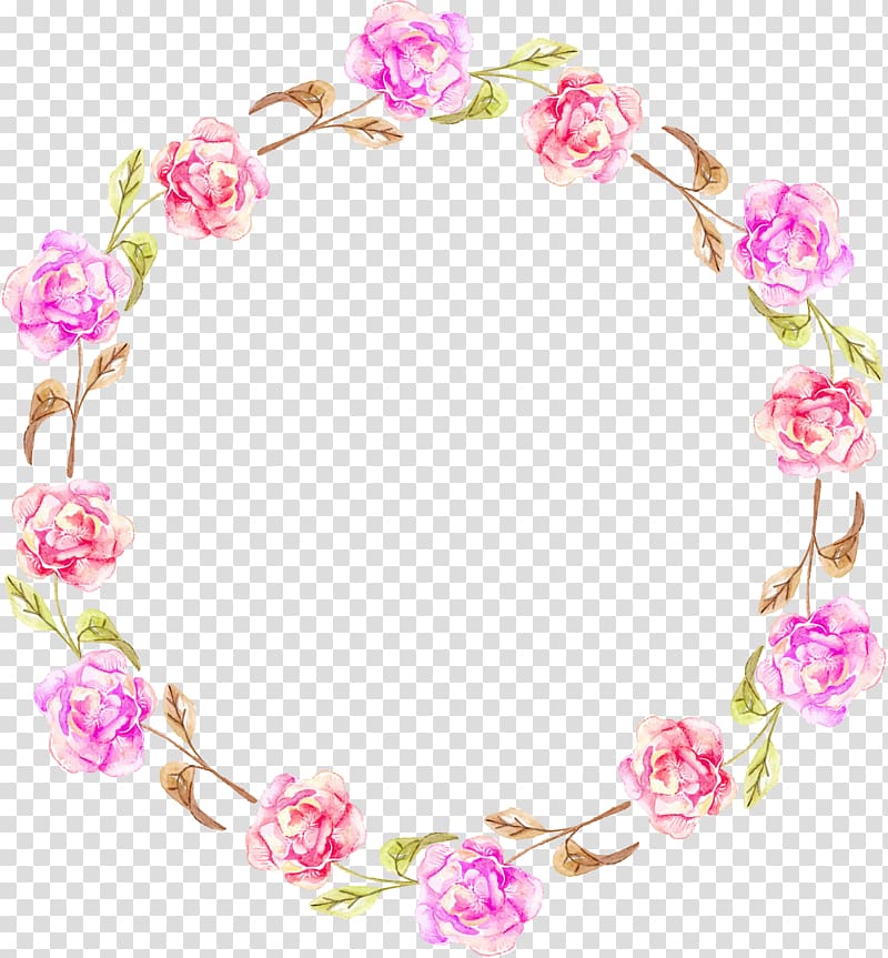 Flower Wreath Garland Rose, Beautifully decorated with garlands of roses transparent background PNG clipart