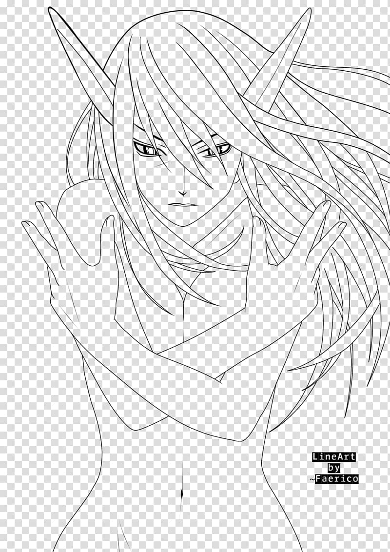 Line art Elfen Lied Anime Rena Ryugu Sketch, elfen lied transparent background PNG clipart