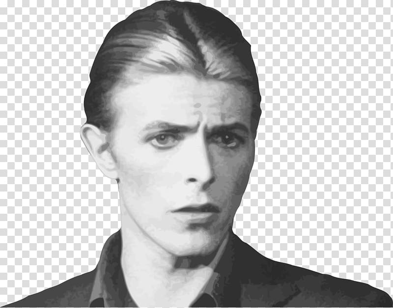 man wearing black collared shirt, David Bowie B&w transparent background PNG clipart