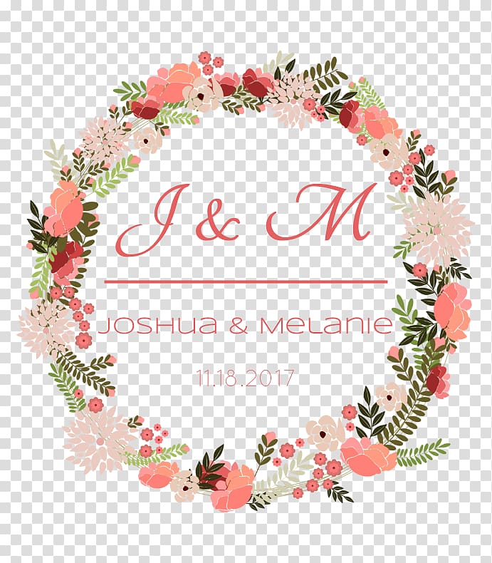 Joshua & Melanie poster, Wedding invitation Wreath Flower , watercolor cake transparent background PNG clipart