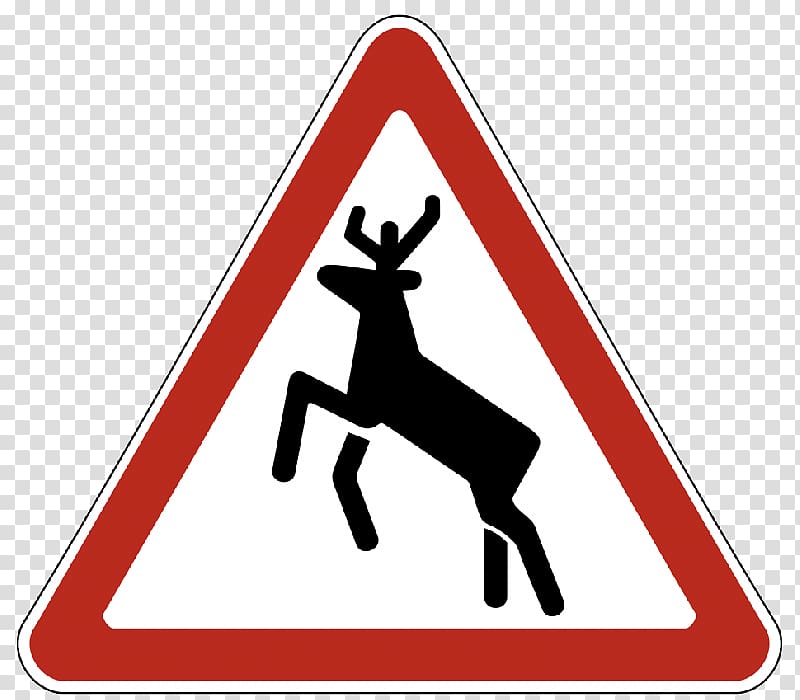 Traffic sign Traffic code Warning sign Deer, deer transparent background PNG clipart