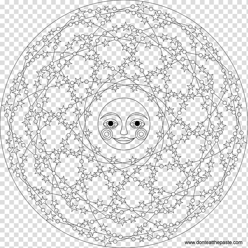 Mandala Coloring book Drawing Child Symbol, color moon transparent background PNG clipart