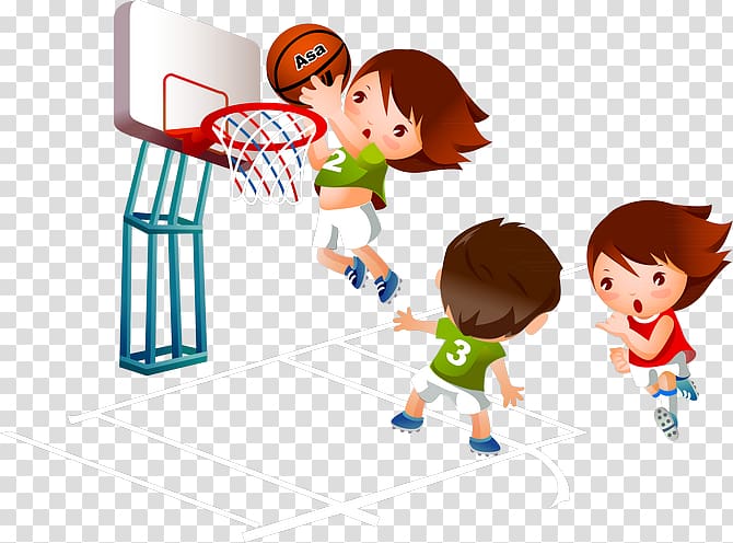 people playing basketball illustration, Basketball Cartoon Sport , Kids playing basketball transparent background PNG clipart