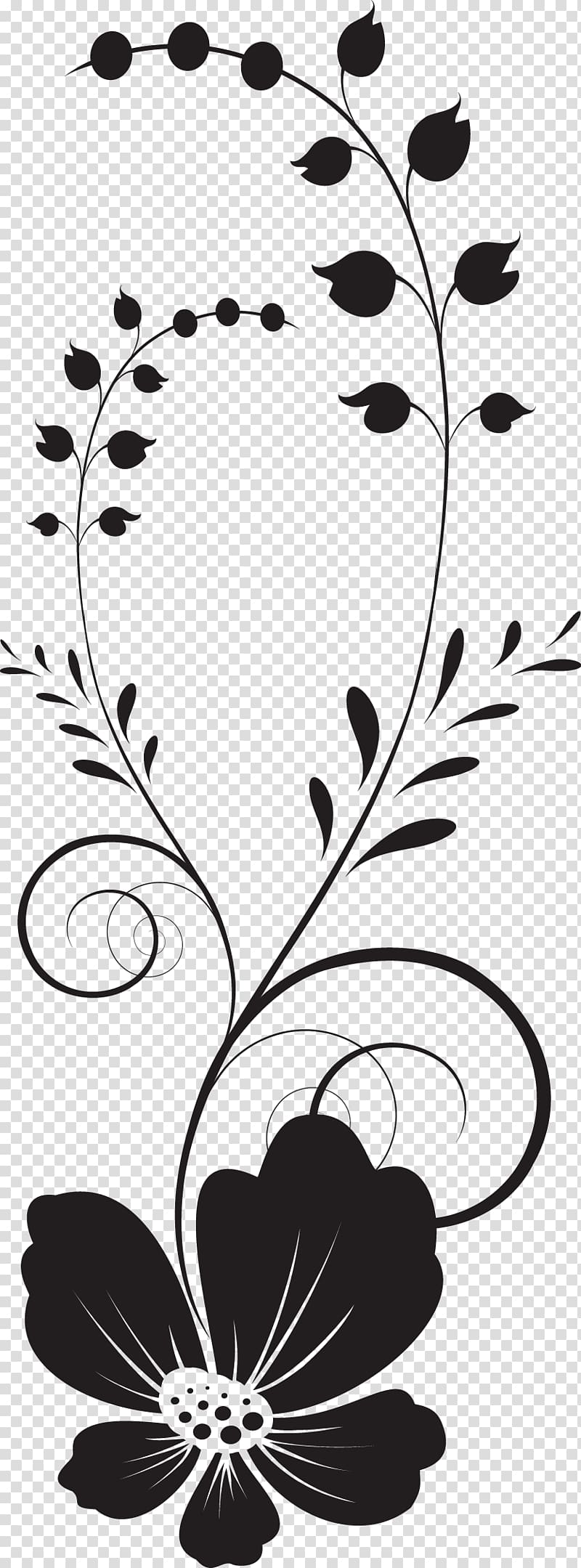 silhouette of flower illustration, Paper Rubber stamp Monogram Scrapbooking Pattern, plant transparent background PNG clipart