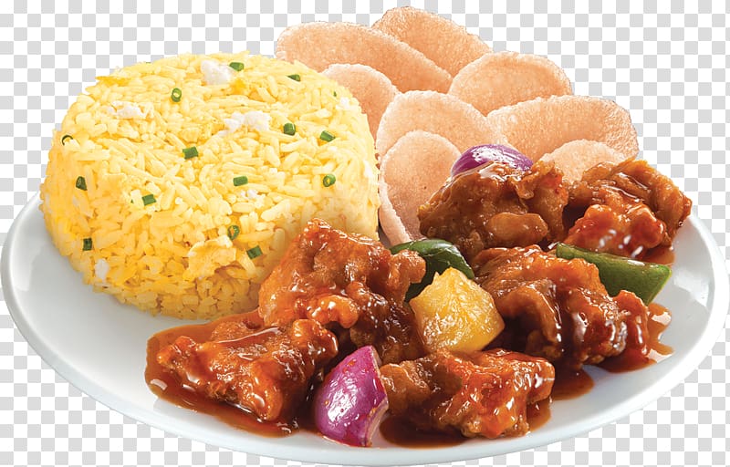Sweet and sour Fried rice Chinese cuisine Chicken balls Food, pork transparent background PNG clipart