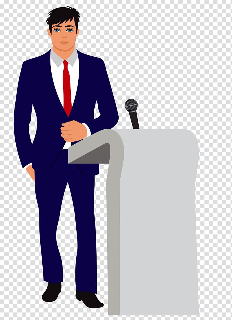 man on podium illustration, Cartoon business man material transparent background PNG clipart