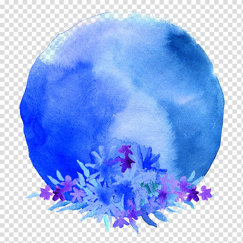 purple and blue flowers , Watercolor painting Ink wash painting, Halo ink block transparent background PNG clipart