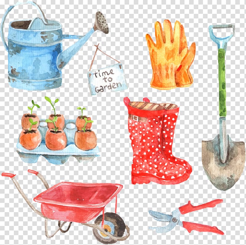 drawing gardening tools transparent background PNG clipart