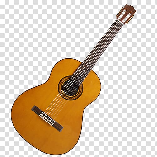 yellow six string wooden guitar transparent background PNG clipart