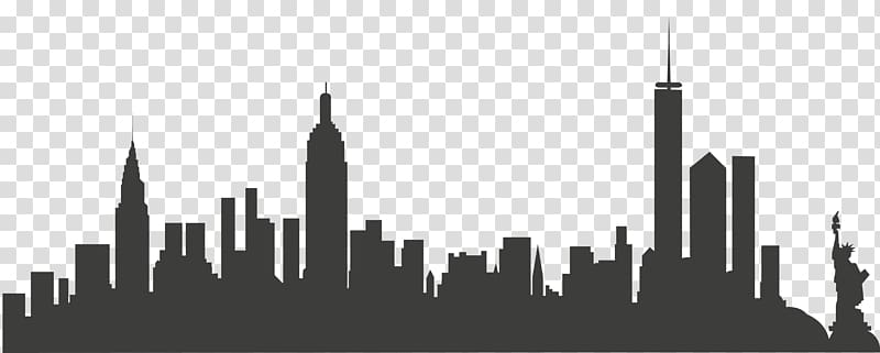silhouette of City buildings, New York City Skyline , New York City transparent background PNG clipart