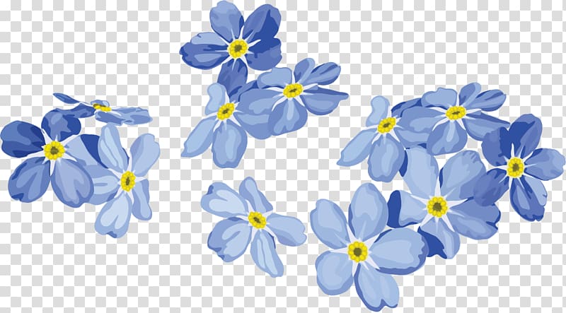 Euclidean Painting Flower Blue, Hand-painted blue flowers, blue and teal petaled flowers transparent background PNG clipart