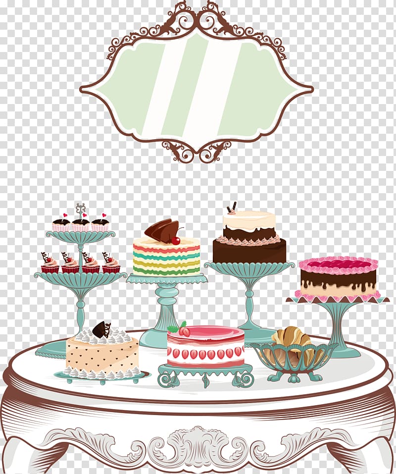 Sugar cake Royal icing Torte Dessert, cartoon cake on the table transparent background PNG clipart