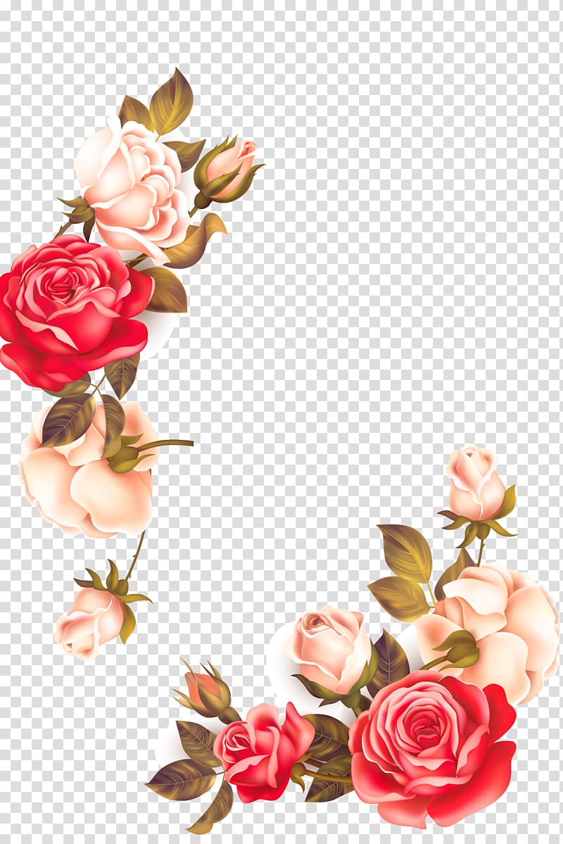 red and pink flowers illustration, Euclidean Flower Icon, Flowers transparent background PNG clipart