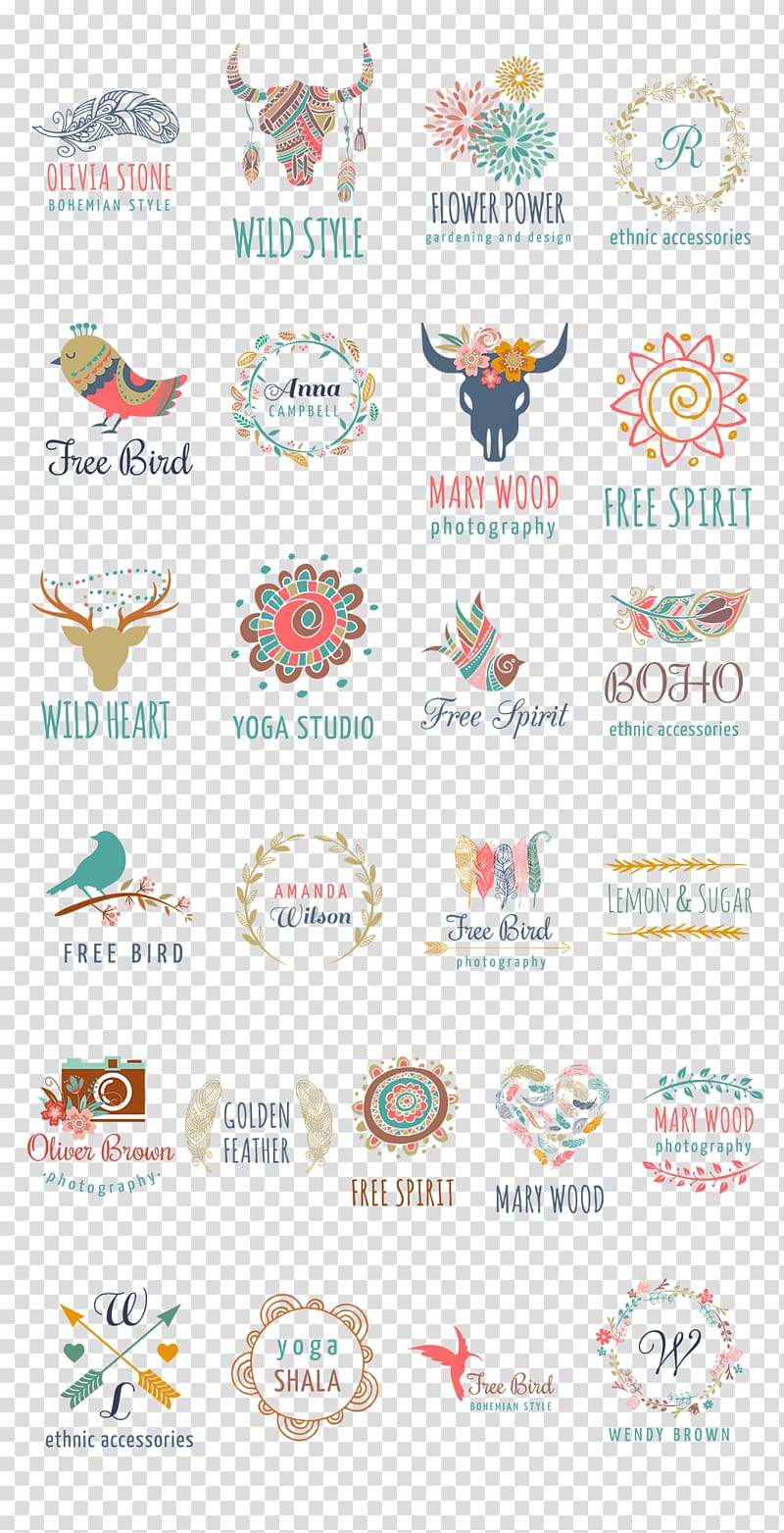 bohemian style logo design transparent background PNG clipart