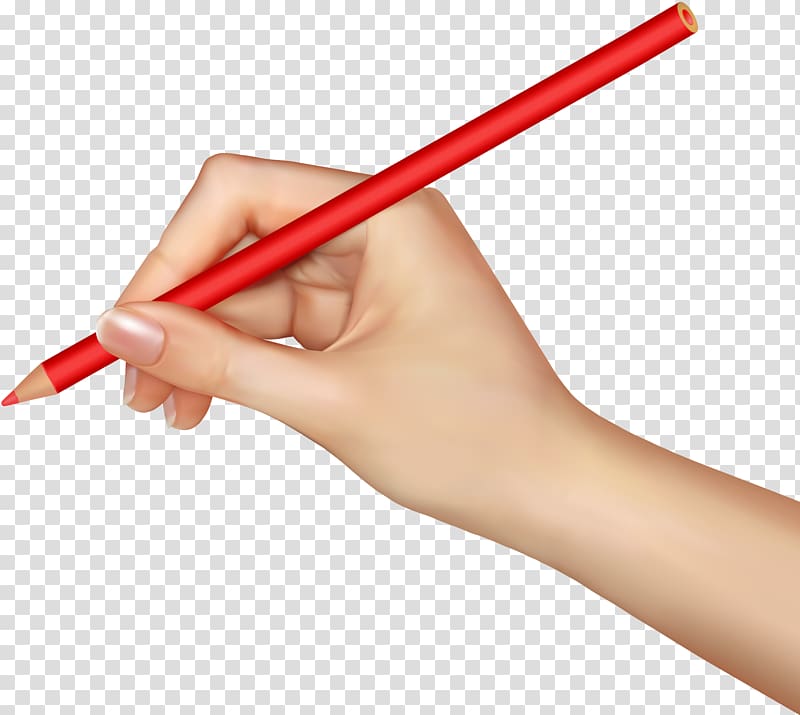 person holding red pencil illustration, Pencil Drawing Icon, Pencil in hand, hands , hand free transparent background PNG clipart