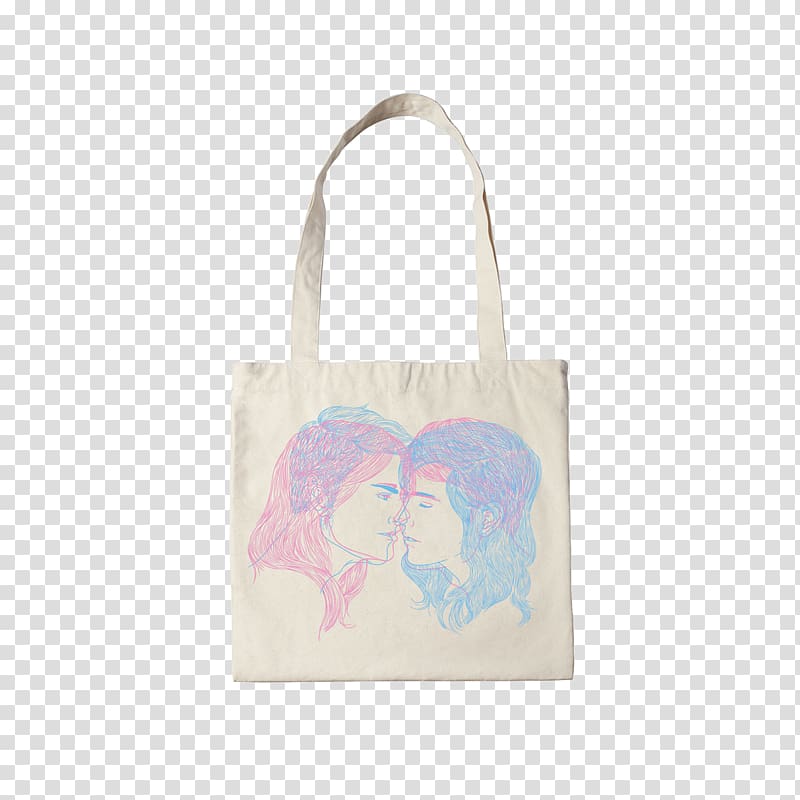 Canvas Paper couple Tote bag, Decorative colored canvas bag Couple transparent background PNG clipart