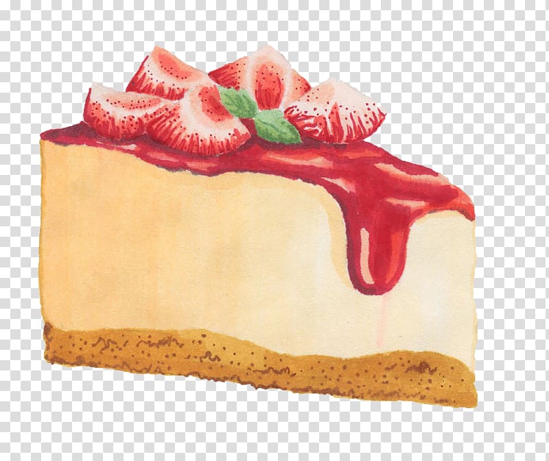 Cheesecake Strawberry cream cake Food, cakes transparent background PNG clipart
