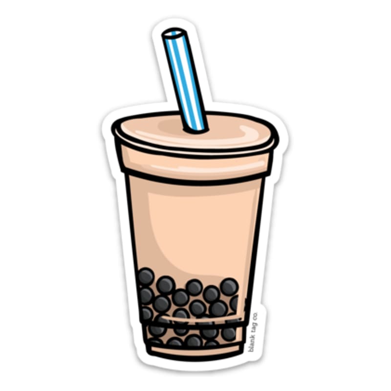 Thai Milk Tea in Plastic Cup with Straw and Boba Stock Photo