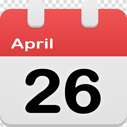 April 26 calendar application icon, text brand number sign, Calendar transparent background PNG clipart