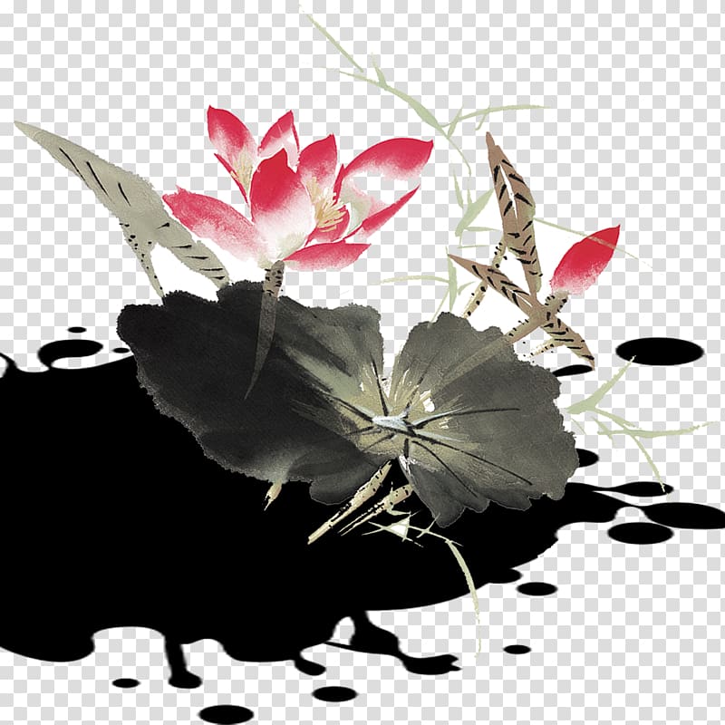Ink Splash, Ink wind lotus transparent background PNG clipart