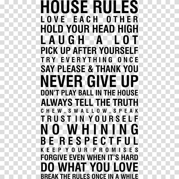 Wall decal Sticker Mural, house Rules transparent background PNG clipart